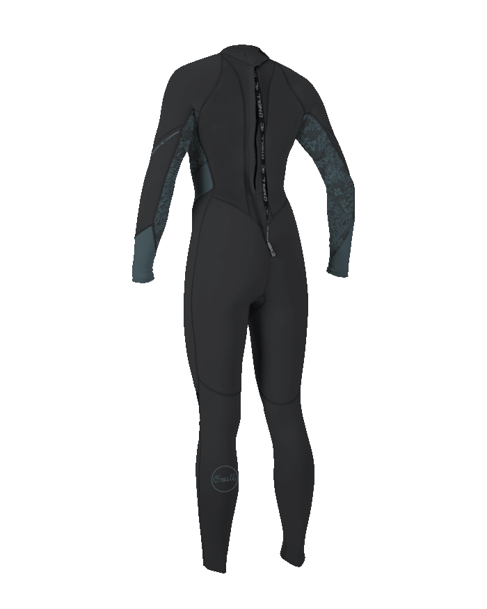 The O'Neill Womens Bahia 3/2mm Back Zip Wetsuit in Tempered Steel, Shaded Island Sky & Shade