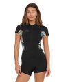 Bahia 2/1mm Front Zip Shorty Wetsuit in Black, Mikah Floral & Black