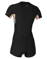 The O'Neill Womens Bahia 2/1mm Front Zip Shorty Wetsuit in Black, Mikah Floral & Black