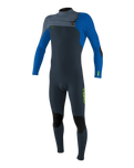 Boys HyperFreak 4/3mm+ Chest Zip Wetsuit in Dark Orion, Deep Sea & Copen Blue