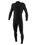 The O'Neill Boys HyperFreak 4/3mm+ Chest Zip Wetsuit in Black, Tempered Steel & Tempered Steel