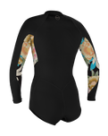 The O'Neill Womens Bahia 2/1mm Front Zip Short Spring Wetsuit in Black, Mikah Floral & Black