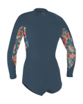 The O'Neill Womens Bahia 2/1mm Front Zip Short Spring Wetsuit in Copenblue, Painted Tropics & Copenblue