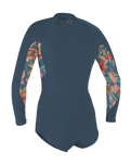 The O'Neill Womens Bahia 2/1mm Front Zip Short Spring Wetsuit in Copenblue, Painted Tropics & Copenblue
