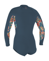 The O'Neill Womens Bahia 2/1mm Front Zip Short Spring Wetsuit in Copenblue, Painted Tropics & Copenblue