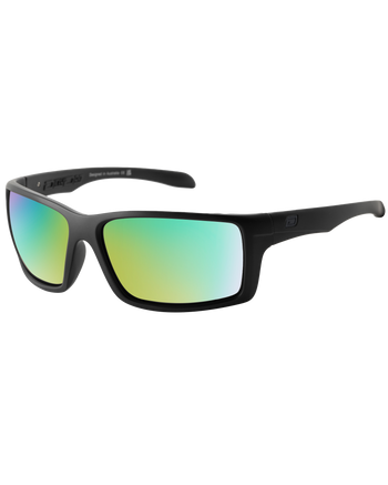 The Dirty Dog Knuckle Polarised Sunglasses in Satin Black & Green