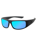 The Dirty Dog Sharky Polarised Sunglasses in Satin Black & Ice Blue Mirror