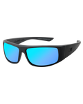 The Dirty Dog Sharky Polarised Sunglasses in Satin Black & Ice Blue Mirror