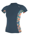 The O'Neill Side Print Rash Vest in Copenblue, Painted Tropics & Copenblue