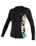 The O'Neill Side Print Long Sleeve Rash Vest in Black & Mikah Floral | Available at Anns Cottage