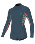 The O'Neill Girls Bahia 2/1mm Back Zip Spring Wetsuit in Copenblue, Painted Tropics & Copenblue
