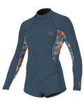 The O'Neill Girls Bahia 2/1mm Back Zip Spring Wetsuit in Copenblue, Painted Tropics & Copenblue