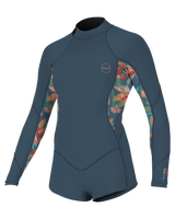 The O'Neill Girls Bahia 2/1mm Back Zip Spring Wetsuit in Copenblue, Painted Tropics & Copenblue