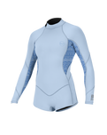 Girls Bahia 2/1mm Back Zip Spring Wetsuit in Chambray Blue, Surf Abstract & Chambray Blue