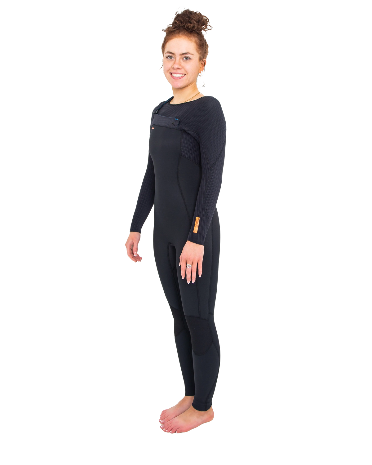 The O'Neill Womens Womens HyperFreak 5/4mm+ Hooded Chest Zip Wetsuit in Black