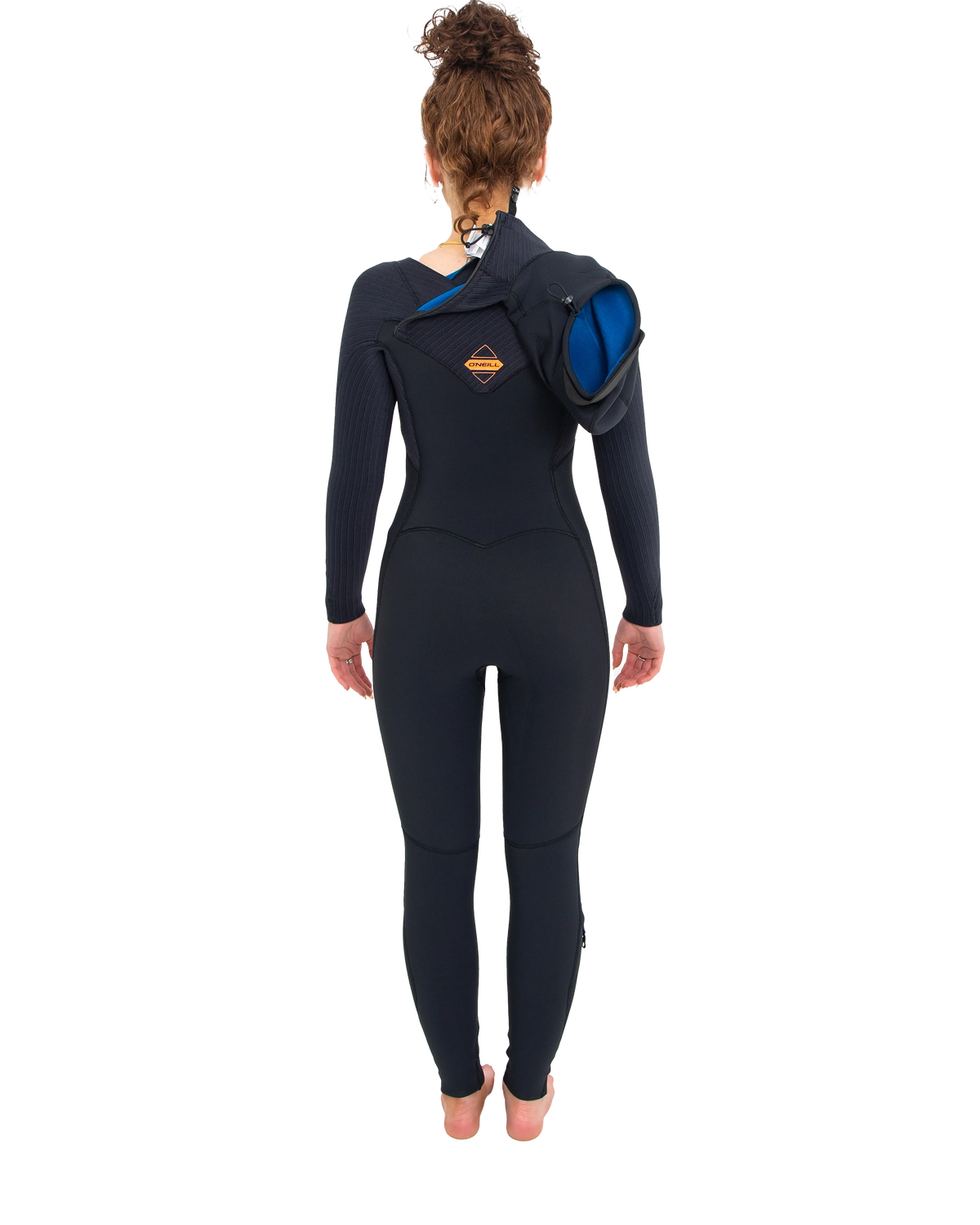 The O'Neill Womens Womens HyperFreak 5/4mm+ Hooded Chest Zip Wetsuit in Black
