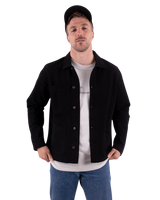 Embroidered Canvas Chore Jacket in Black