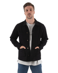 Embroidered Canvas Chore Jacket in Black