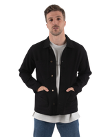 Embroidered Canvas Chore Jacket in Black