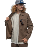 The Salt Water Seeker Mens Canvas Jacket in Walnut
