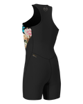 The O'Neill Womens Bahia 1.5mm Front Zip Short John Wetsuit in Black & Mikah Floral
