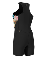 The O'Neill Womens Bahia 1.5mm Front Zip Short John Wetsuit in Black & Mikah Floral