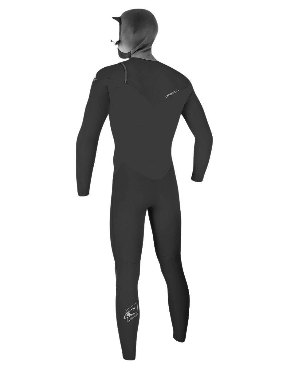 Epic 6/4mm Hooded Chest Zip Wetsuit in Black, Black & Black