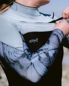 Epic 4/3mm Chest Zip Wetsuit in Black, Stormy Palm & Fadenim