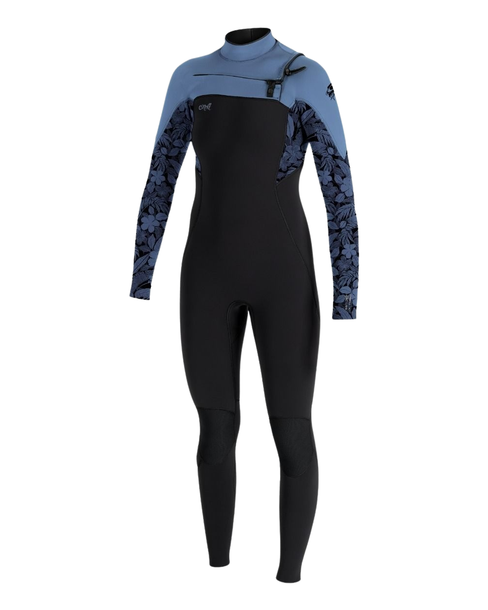 Epic 5/4mm Chest Zip Wetsuit in Black, Stormy Palm & Faded Denim