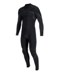 The O'Neill Mens Hyperfreak Fire 5/4mm+ Chest Zip Wetsuit in Black & Black