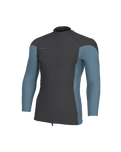 The O'Neill Mens HyperFreak Skins Long Sleeve Rash Vest in Tempered Steel & Blue Fusion