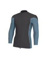 The O'Neill Mens HyperFreak Skins Long Sleeve Rash Vest in Tempered Steel & Blue Fusion