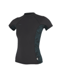 The O'Neill Womens HyperFreak Skins Rash Vest in Tempered Steel & Shaded Island Sky