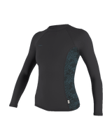 The O'Neill Womens HyperFreak Skins Long Sleeve Rash Vest in Tempered Steel & Blue