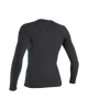 The O'Neill Womens HyperFreak Skins Long Sleeve Rash Vest in Tempered Steel & Blue