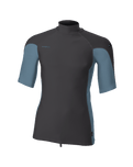 The O'Neill Mens HyperFreak Skins Turtleneck Rash Vest in Tempered Steel & Blue Fusion