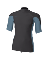 The O'Neill Mens HyperFreak Skins Turtleneck Rash Vest in Tempered Steel & Blue Fusion