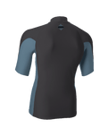 The O'Neill Mens HyperFreak Skins Turtleneck Rash Vest in Tempered Steel & Blue Fusion