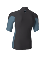 The O'Neill Mens HyperFreak Skins Turtleneck Rash Vest in Tempered Steel & Blue Fusion