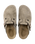 Boston Suede Leather Clogs in Taupe