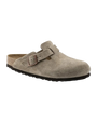 Womens Boston Suede Leather Clogs in Taupe