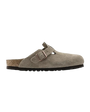 Womens Boston Suede Leather Clogs in Taupe