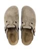 Womens Boston Suede Leather Clogs in Taupe
