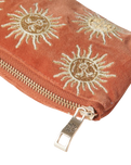 The Elizabeth Scarlett Womens Sun Goddess Velvet Coin Purse in Rust