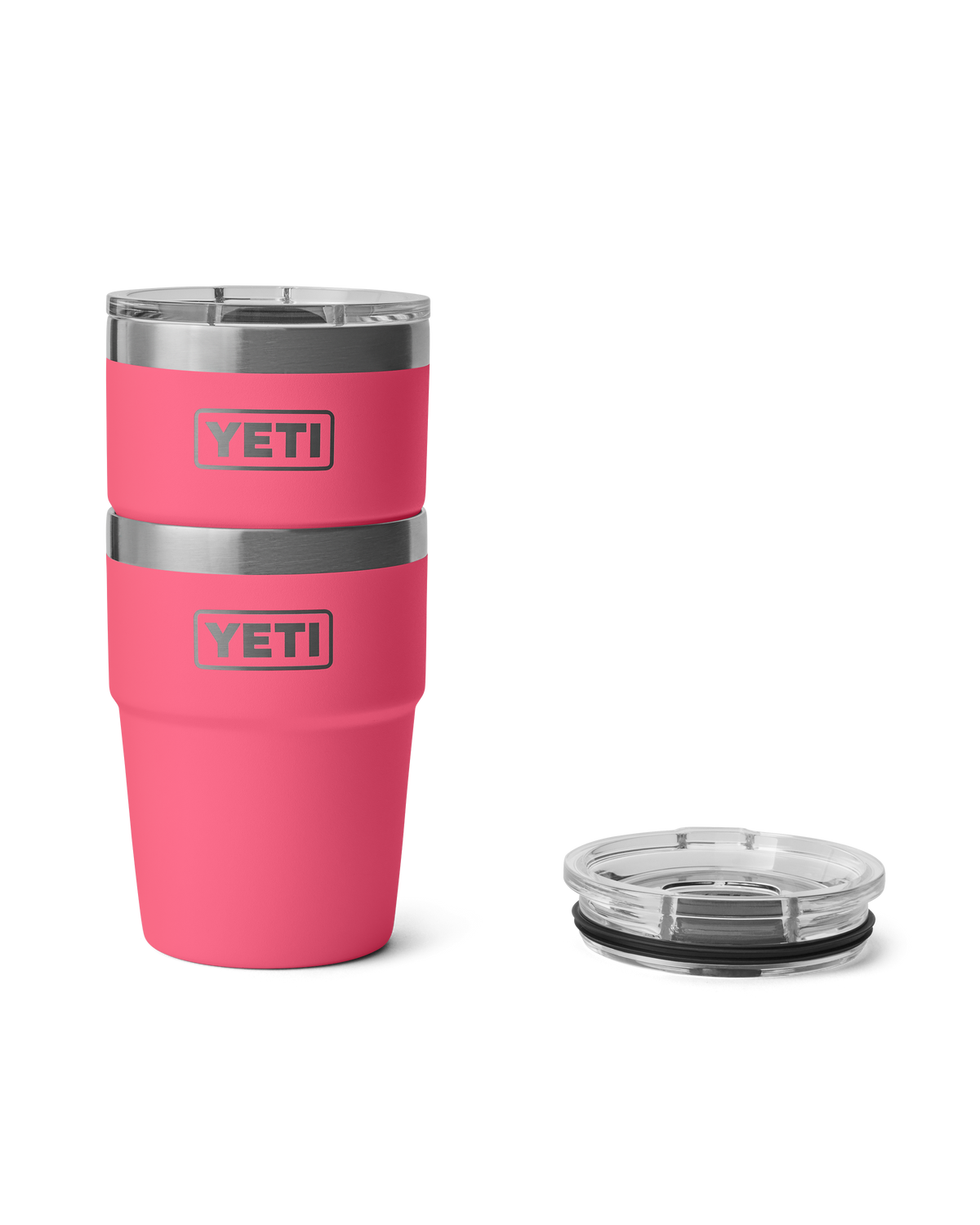 The Yeti Rambler 16oz Stackable Cup V2 in Tropical Pink