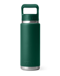 Rambler 26oz Bottle with Straw Cap in Black Forest Green