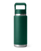 Rambler 26oz Bottle with Straw Cap in Black Forest Green