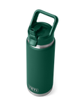 Rambler 26oz Bottle with Straw Cap in Black Forest Green