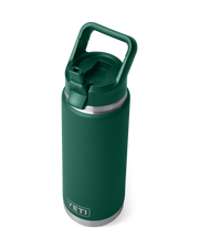 Rambler 26oz Bottle with Straw Cap in Black Forest Green