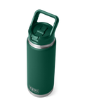 Rambler 26oz Bottle with Straw Cap in Black Forest Green